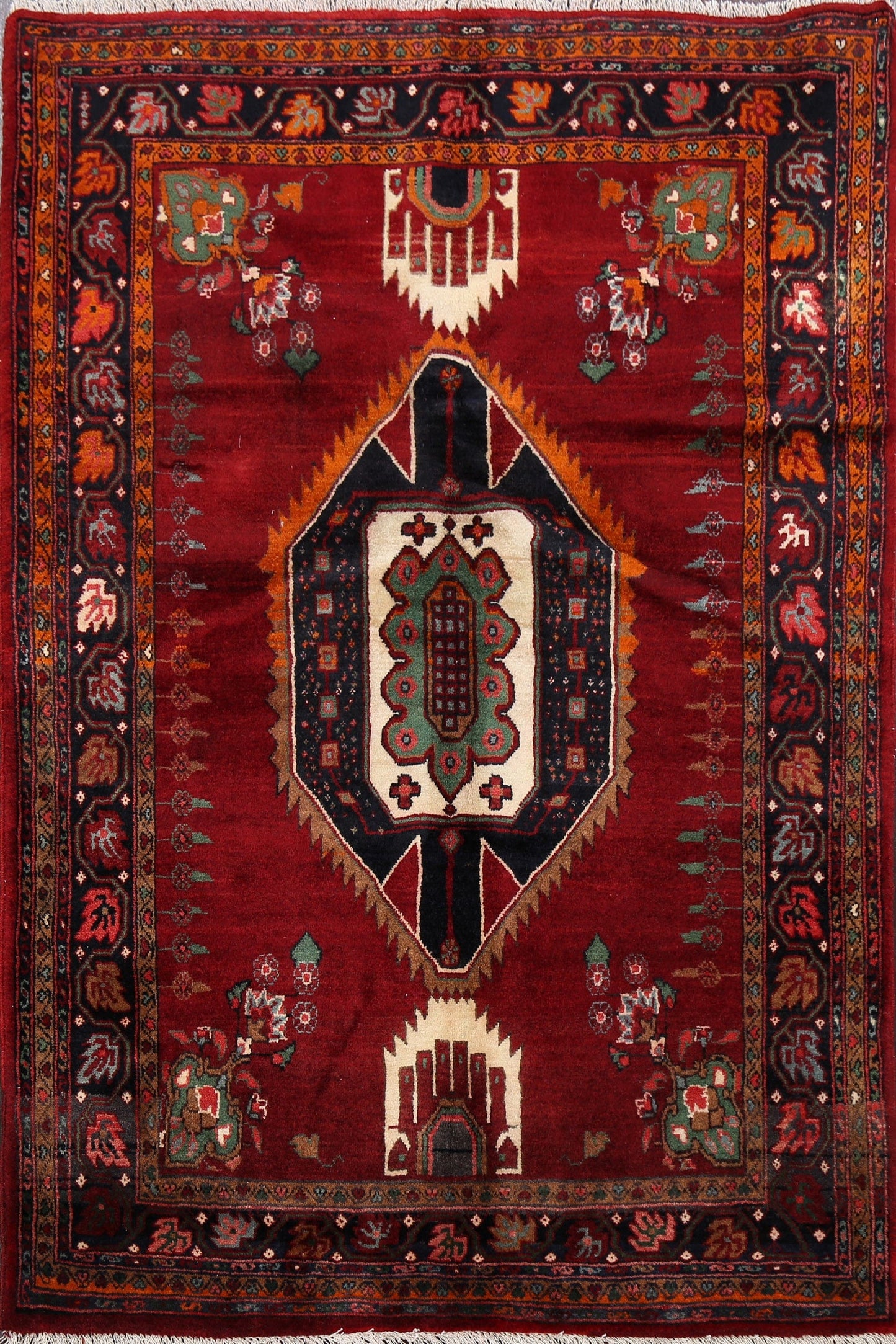 Geometric Red Mood Persian Area Rug 3x5