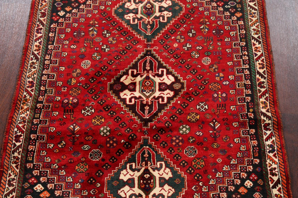 Vintage Geometric Abadeh Nafar Persian Area Rug 4x5
