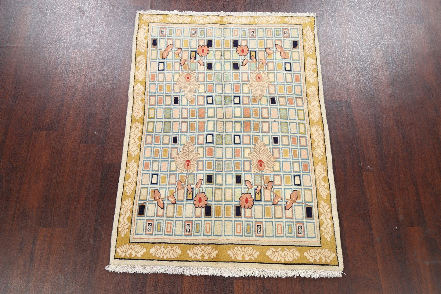 Multi-Color Checked Bidjar Persian Area Rug 3x5