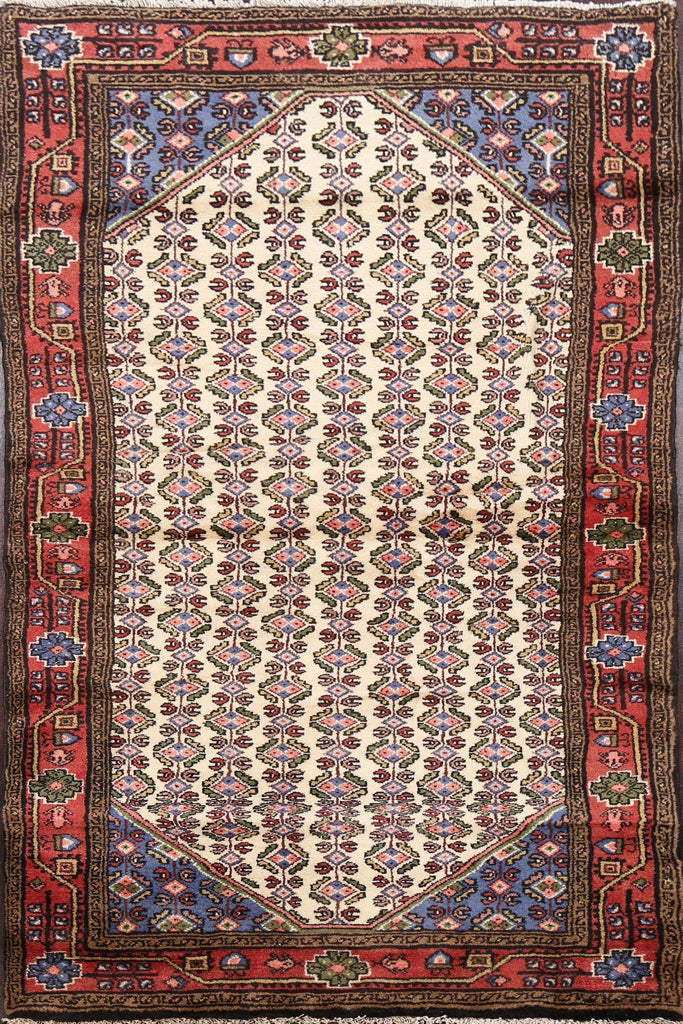 Geometric Ivory Malayer Persian Area Rug 3x6