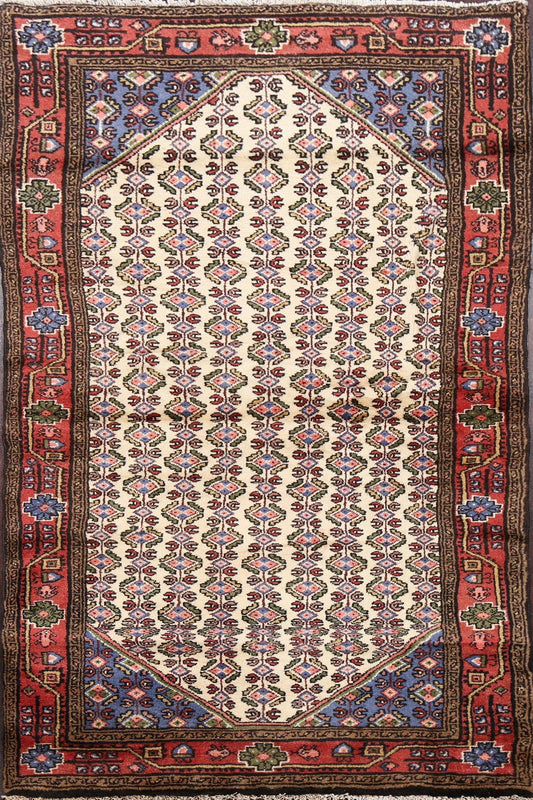 Geometric Ivory Malayer Persian Area Rug 3x6