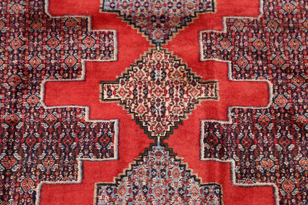 Geometric Red Bidjar Persian Area Rug 4x5