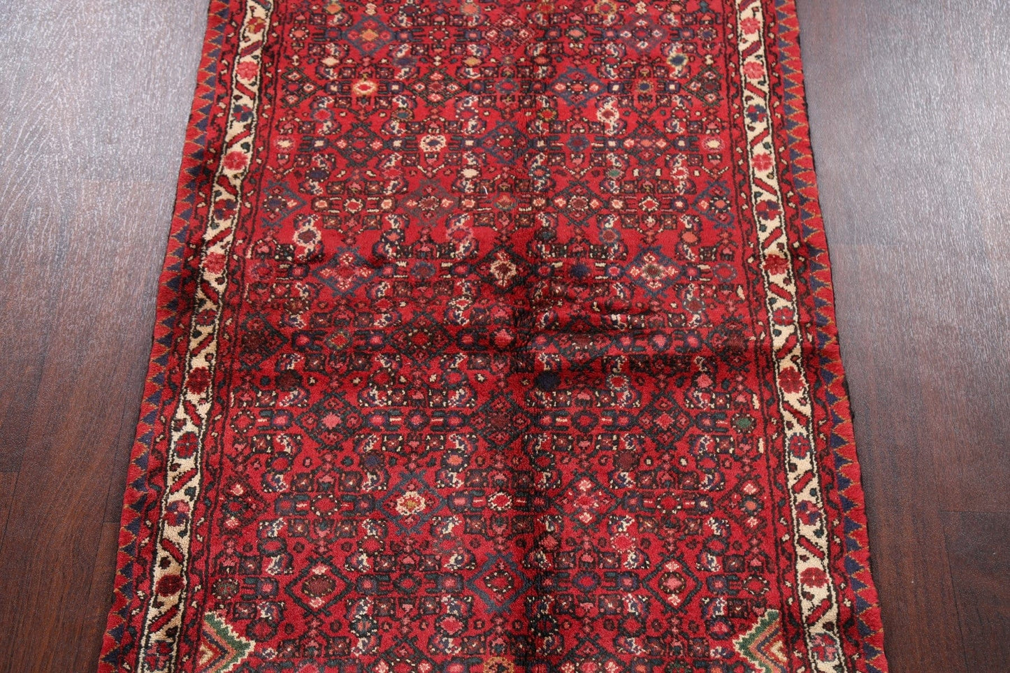 Geometric Red Hamedan Persian Area Rug 3x6