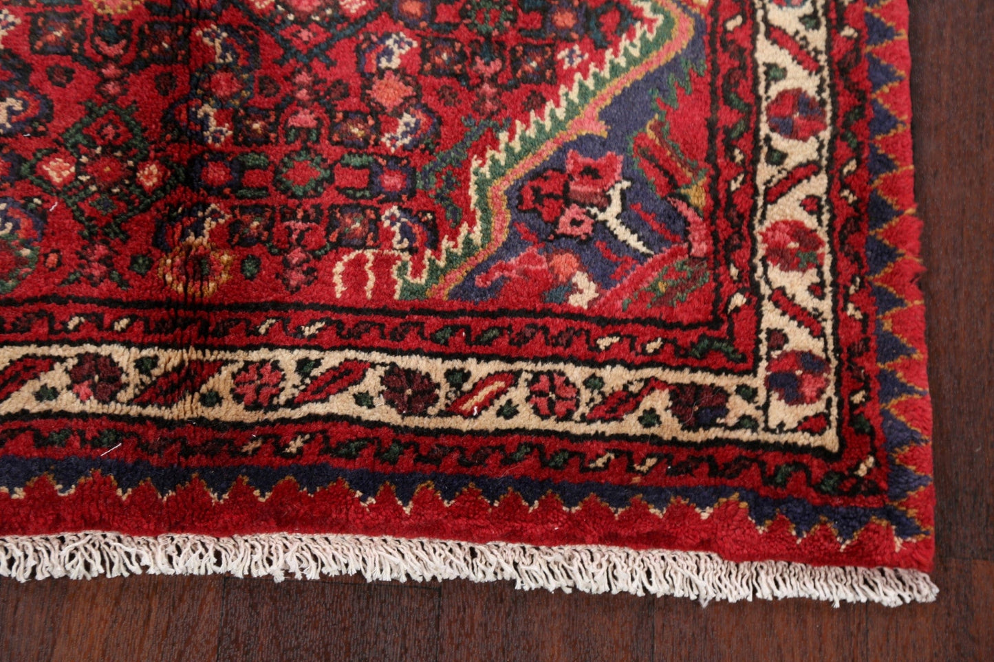 Geometric Red Hamedan Persian Area Rug 3x6