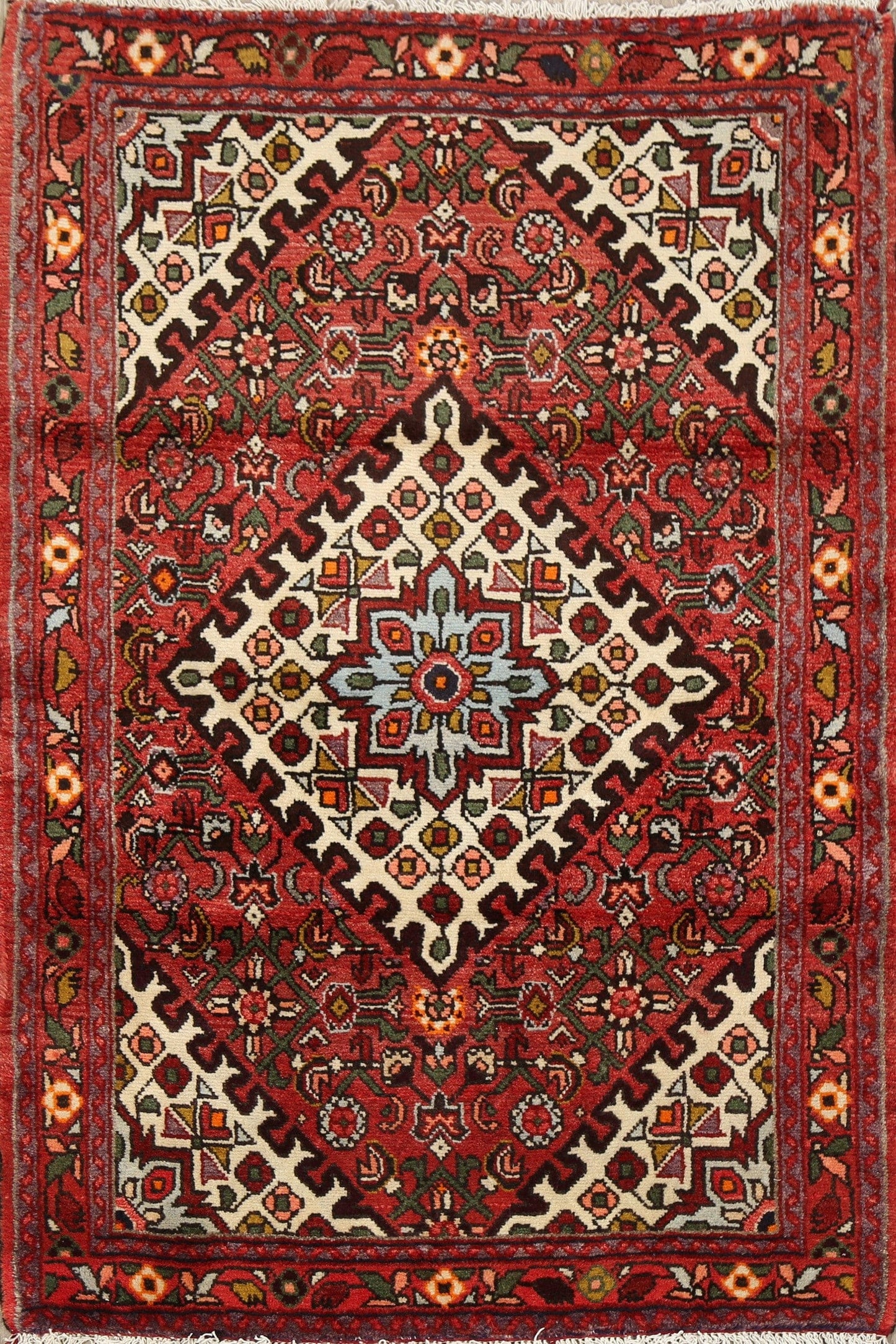 Tribal Geometric Hamedan Persian Rug 3x5