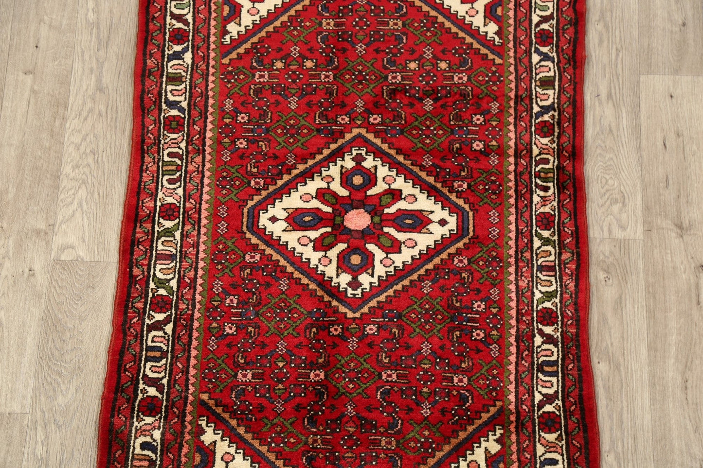 Geometric Red Hamedan Persian Area Rug 3x5