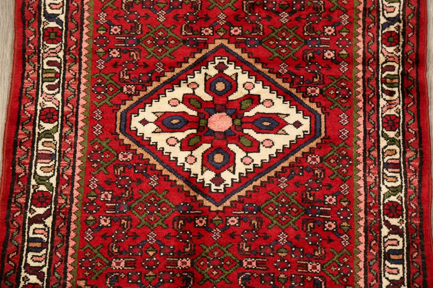 Geometric Red Hamedan Persian Area Rug 3x5