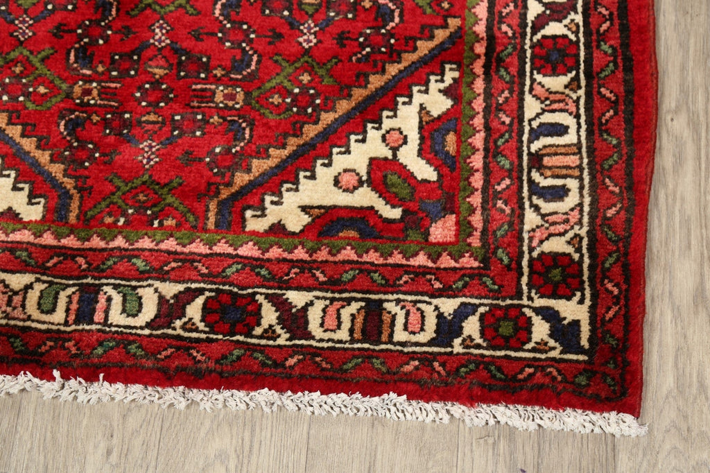 Geometric Red Hamedan Persian Area Rug 3x5