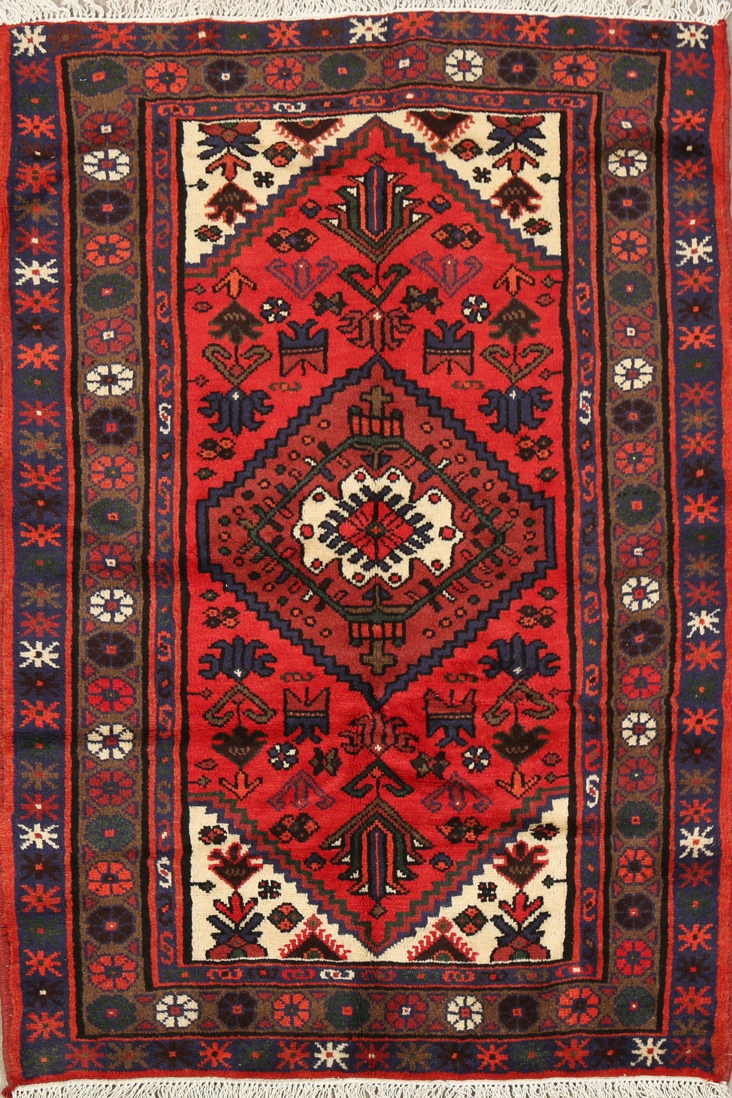 Tribal Geometric Hamedan Persian Area Rug 3x5