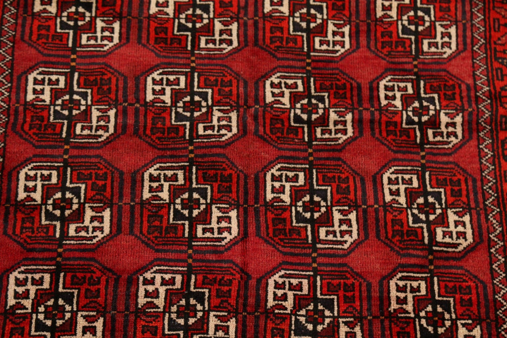 All-Over Red Geometric Balouch Persian Area Rug 3x6