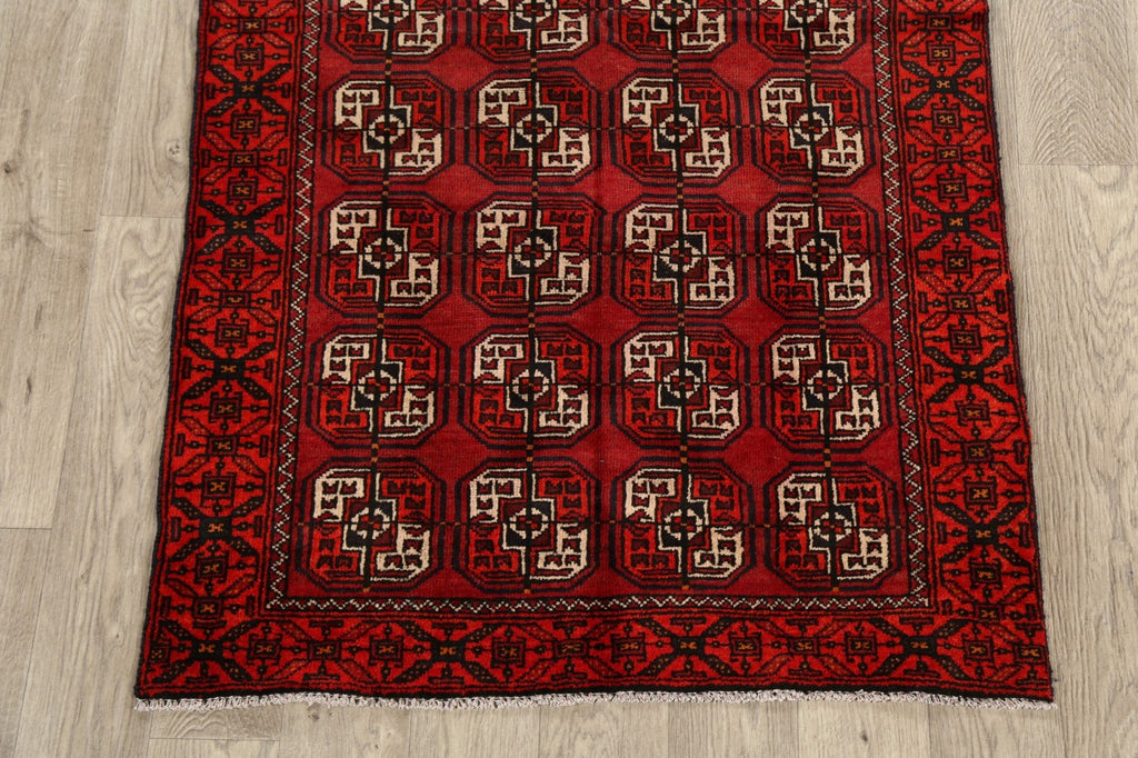 All-Over Red Geometric Balouch Persian Area Rug 3x6