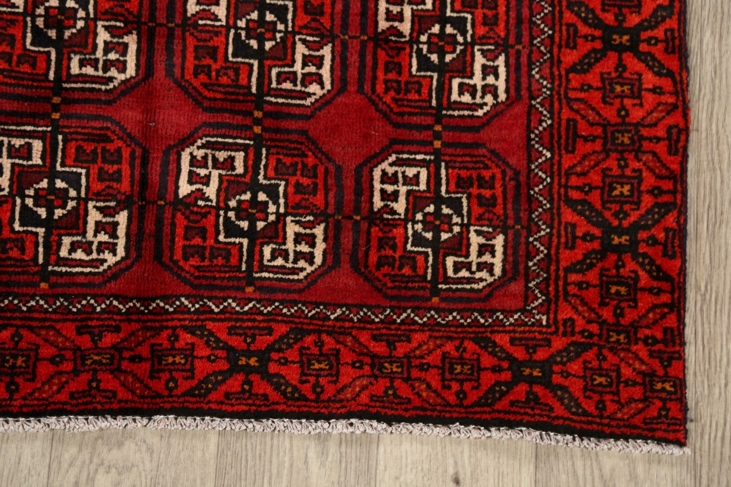 All-Over Red Geometric Balouch Persian Area Rug 3x6