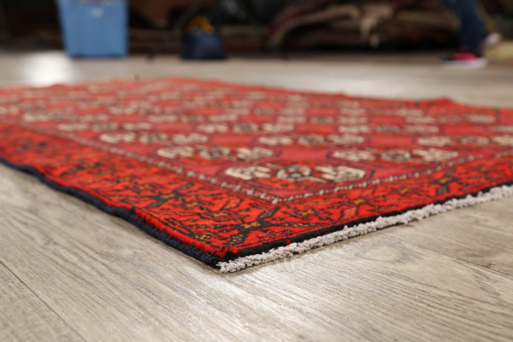 All-Over Red Geometric Balouch Persian Area Rug 3x6