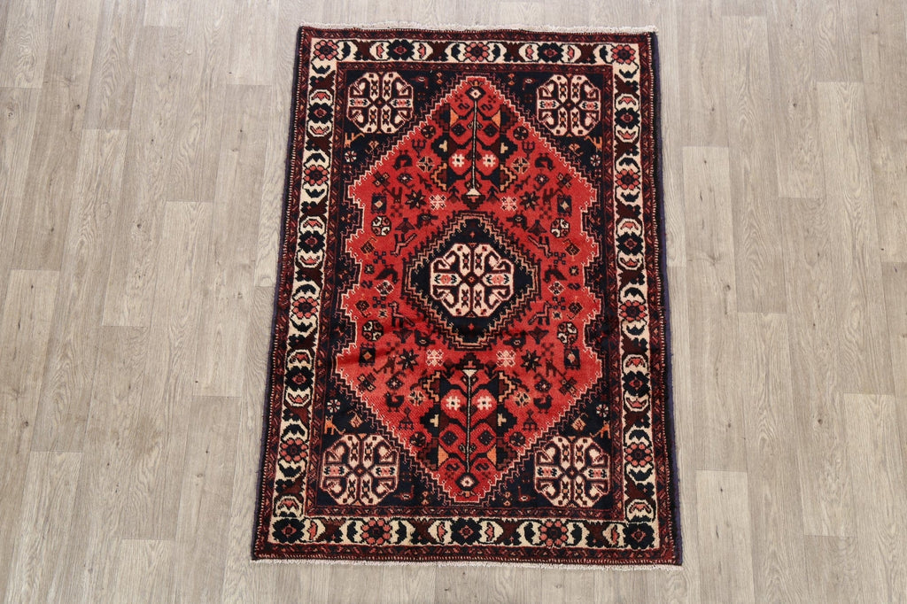 Vintage Tribal Geometric Shiraz Persian Area Rug 4x5