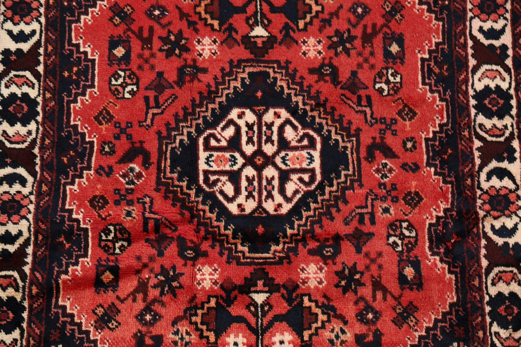 Vintage Tribal Geometric Shiraz Persian Area Rug 4x5