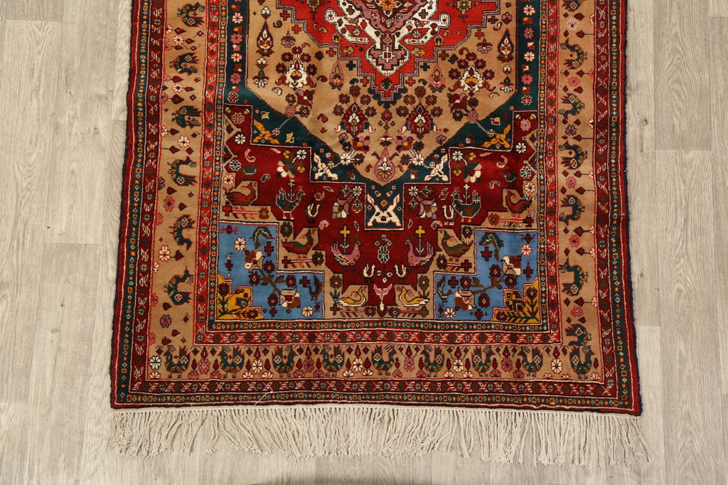 Animal Pictorial Wool & Silk Turkoman Persian Area Rug 4x7