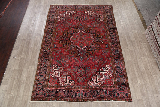 Geometric Red Heriz Persian Area Rug 7x11