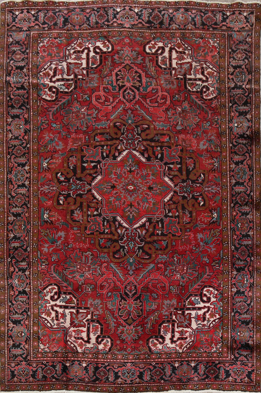 Geometric Red Heriz Persian Area Rug 7x11