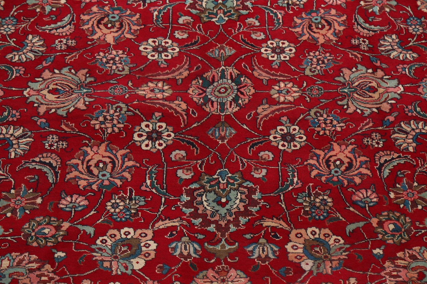 Vintage Floral Red Tabriz Persian Area Rug 10x13