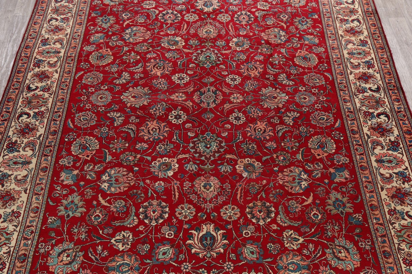 Vintage Floral Red Tabriz Persian Area Rug 10x13