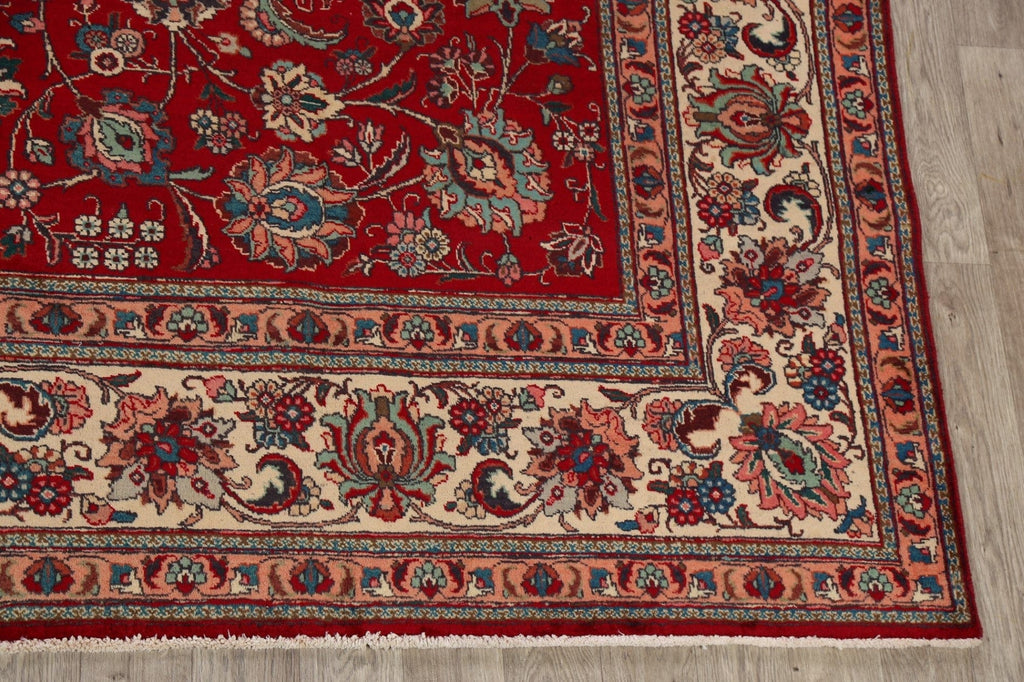 Vintage Floral Red Tabriz Persian Area Rug 10x13