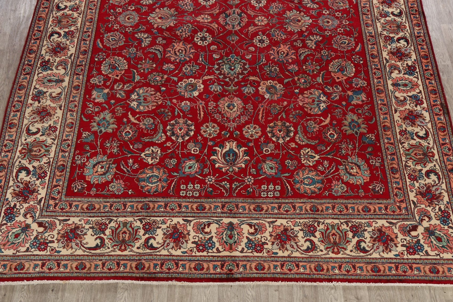 Vintage Floral Red Tabriz Persian Area Rug 10x13