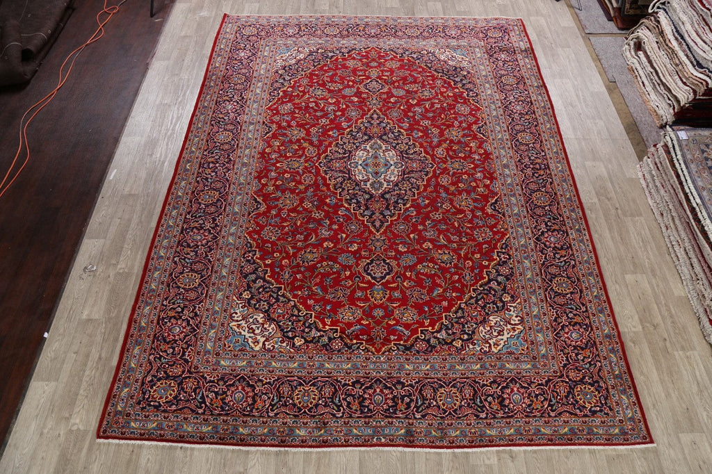 Vintage Floral Red Kashan Persian Area Rug 10x13