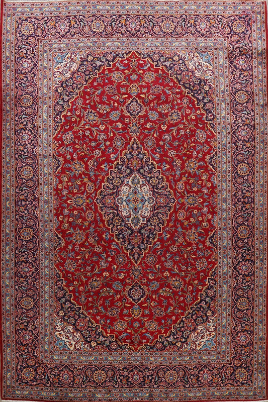 Vintage Floral Red Kashan Persian Area Rug 10x13
