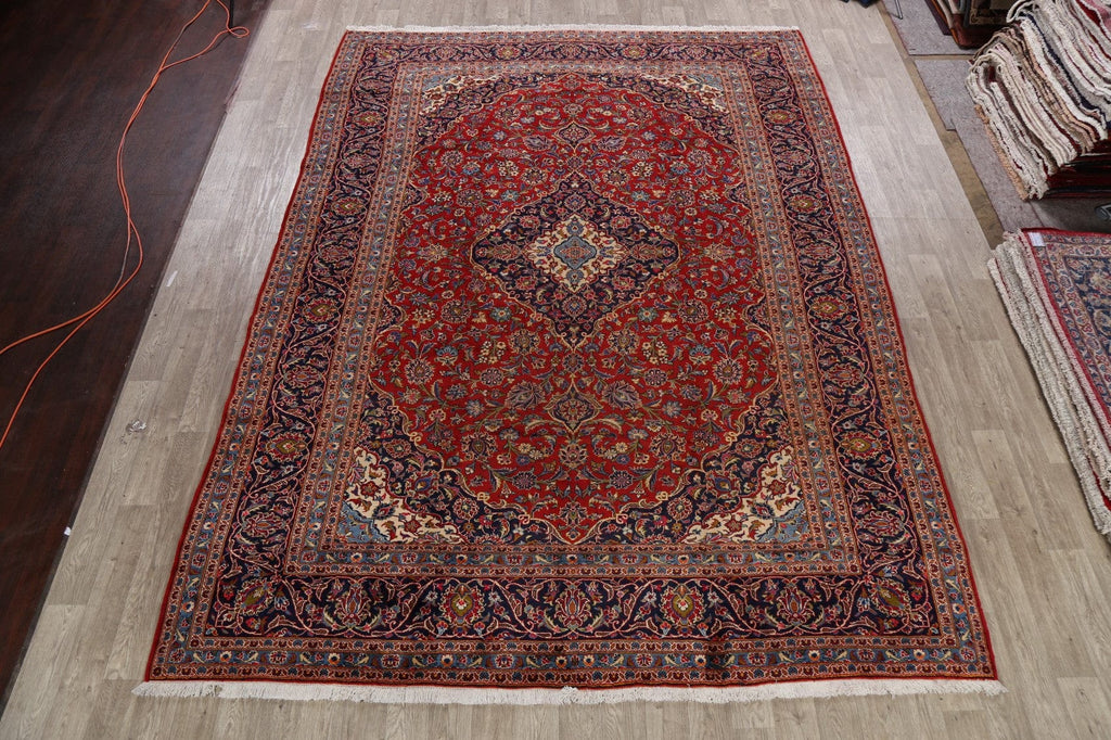 Vintage Floral Red Kashan Persian Area Rug 10x13