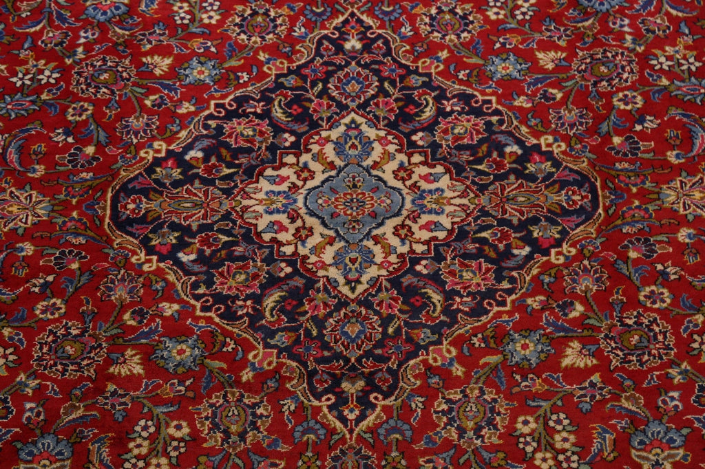 Vintage Floral Red Kashan Persian Area Rug 10x13