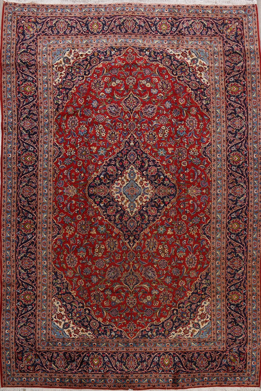 Vintage Floral Red Kashan Persian Area Rug 10x13