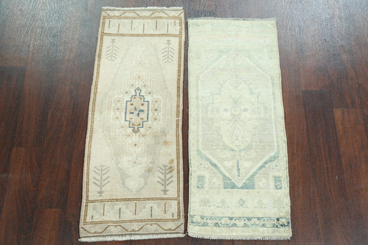 Set of 2 Vintage Geometric Anatolian Turkish Rugs 1x4