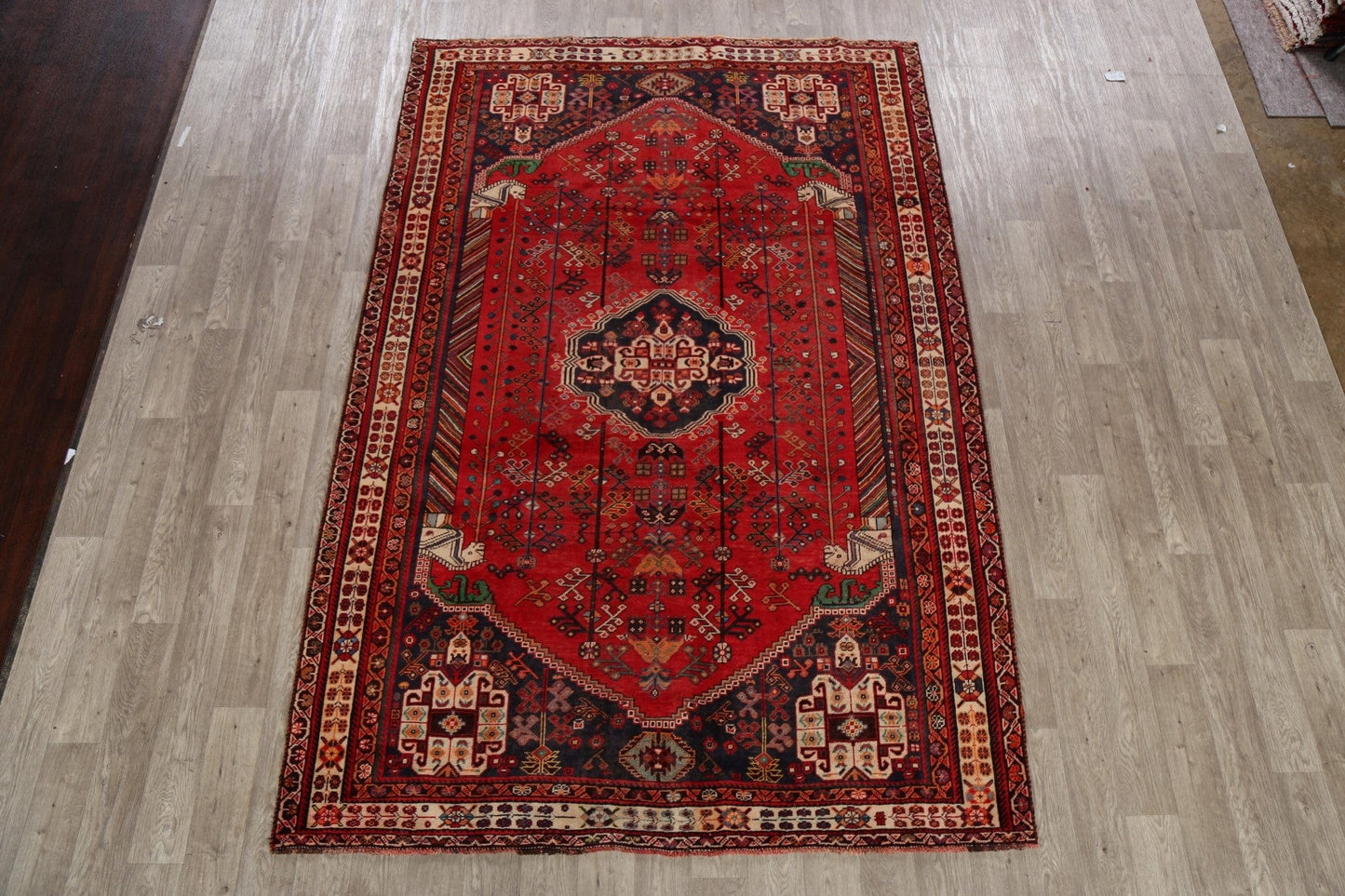 Vintage Tribal Red Shiraz Persian Area Rug 7x10