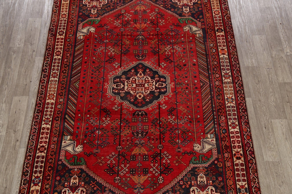 Vintage Tribal Red Shiraz Persian Area Rug 7x10