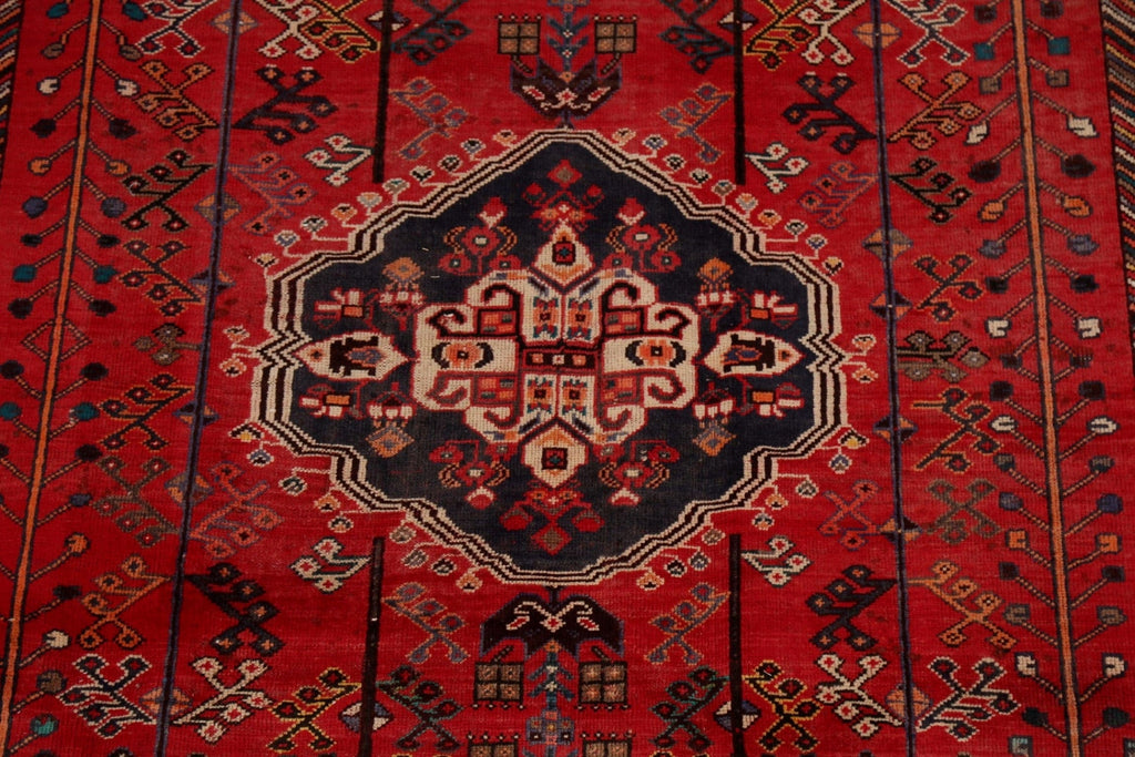 Vintage Tribal Red Shiraz Persian Area Rug 7x10