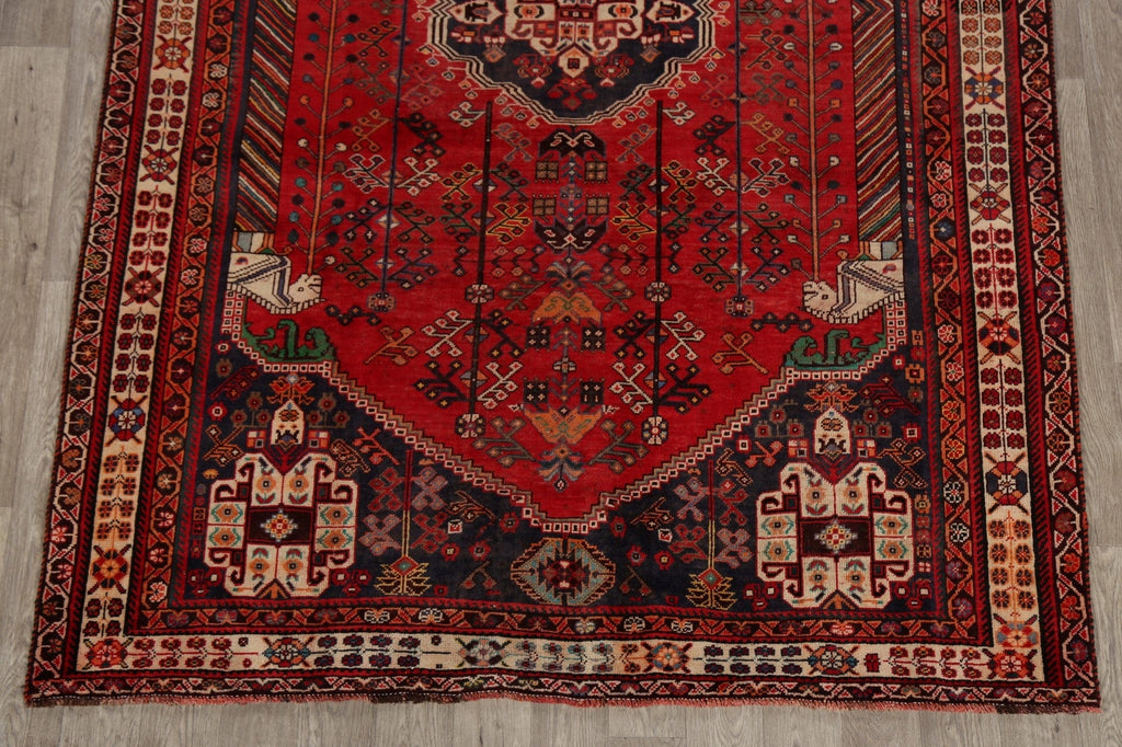 Vintage Tribal Red Shiraz Persian Area Rug 7x10