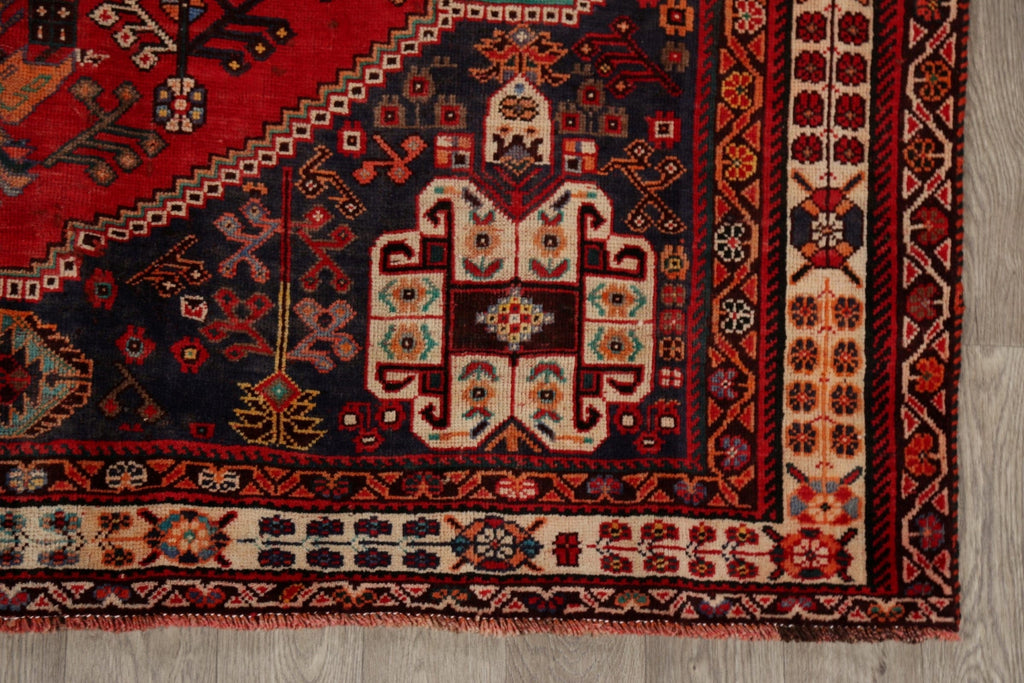 Vintage Tribal Red Shiraz Persian Area Rug 7x10