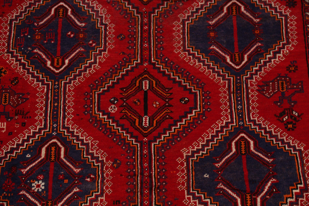 Vintage Geometric Red Shiraz Persian Area Rug 6x10