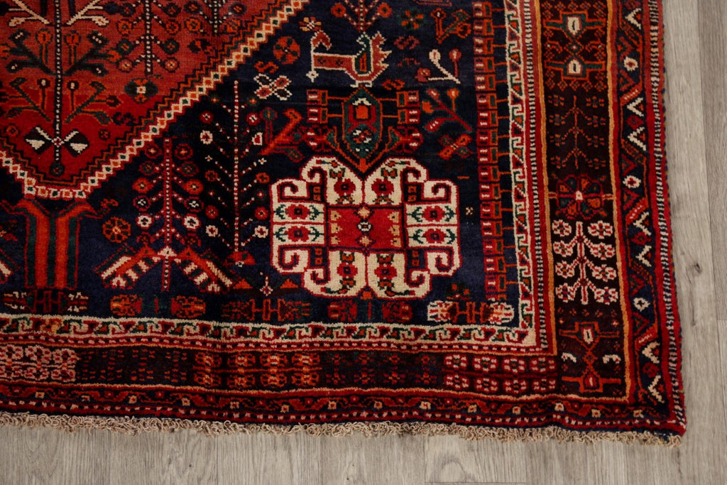 Tribal Animal Pictorial Shiraz Persian Area Rug 5x9