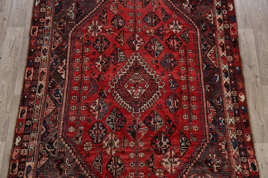 Antique Tribal Geometric Shiraz Persian Area Rug 6x8