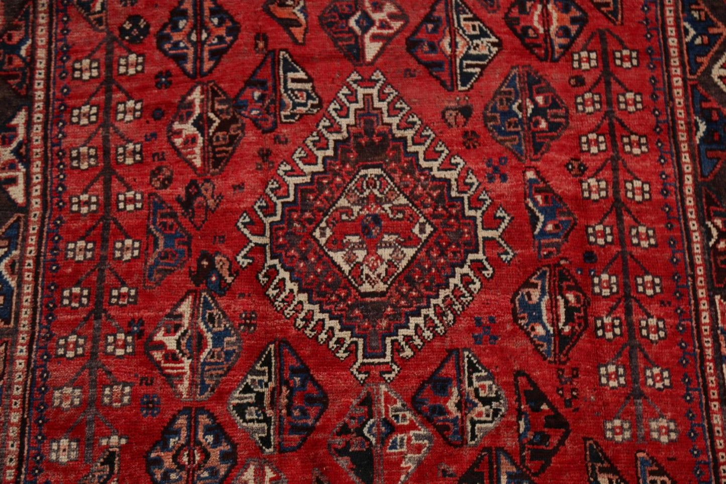 Antique Tribal Geometric Shiraz Persian Area Rug 6x8