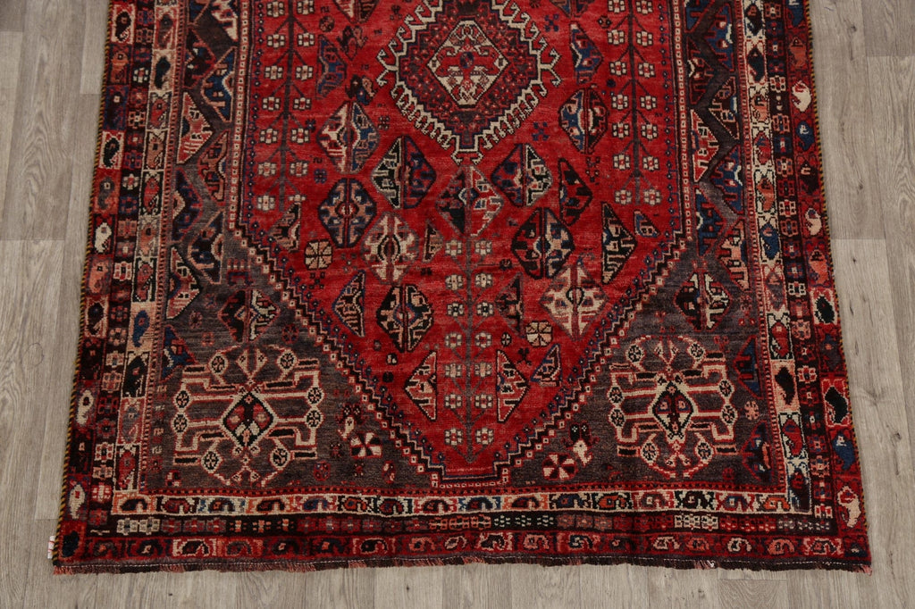 Antique Tribal Geometric Shiraz Persian Area Rug 6x8