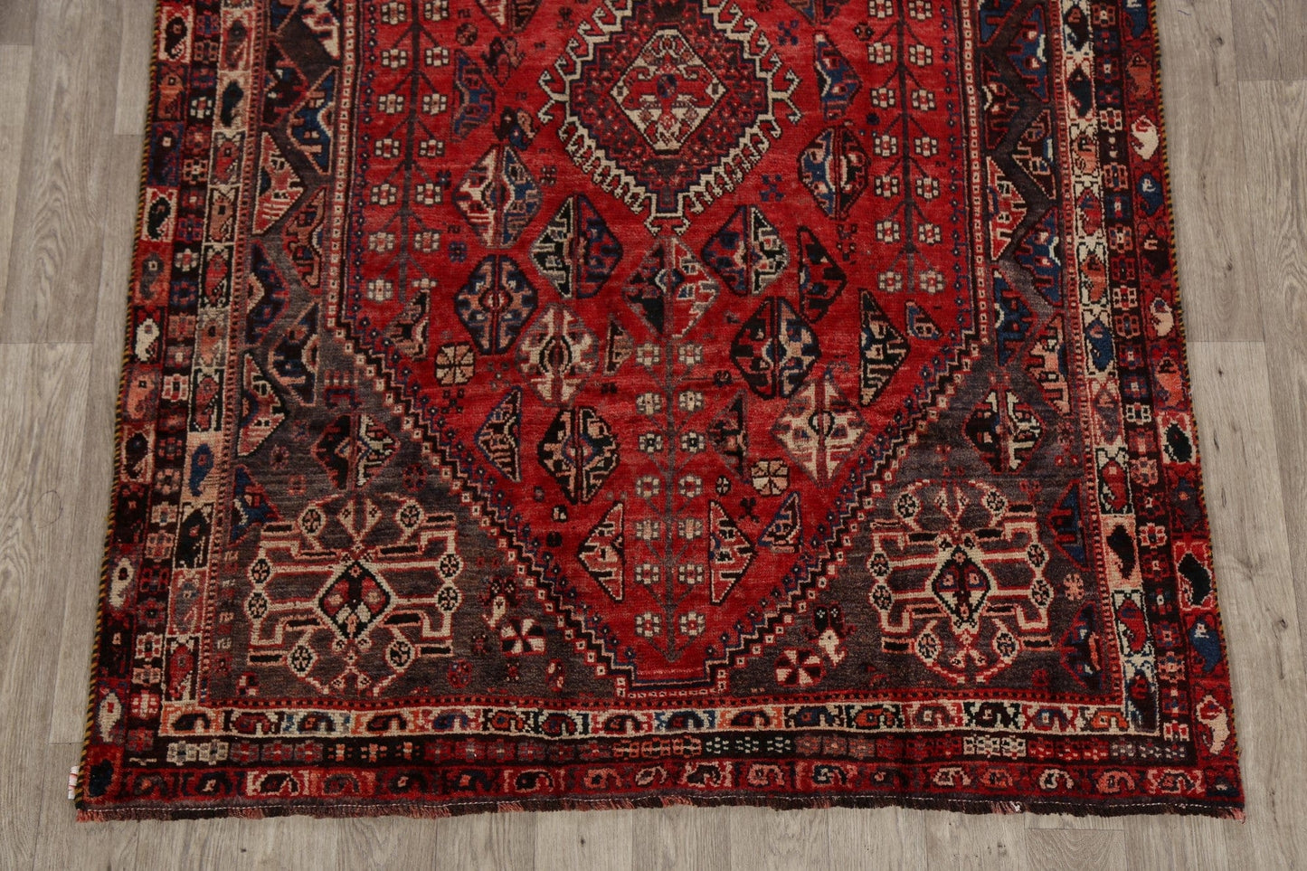 Antique Tribal Geometric Shiraz Persian Area Rug 6x8