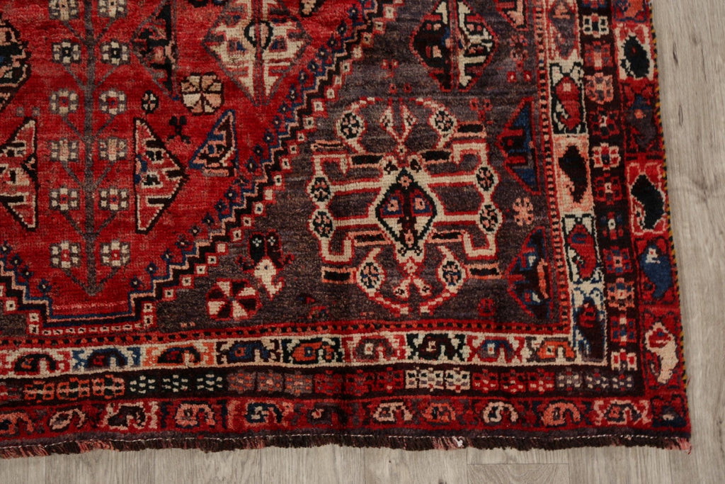 Antique Tribal Geometric Shiraz Persian Area Rug 6x8