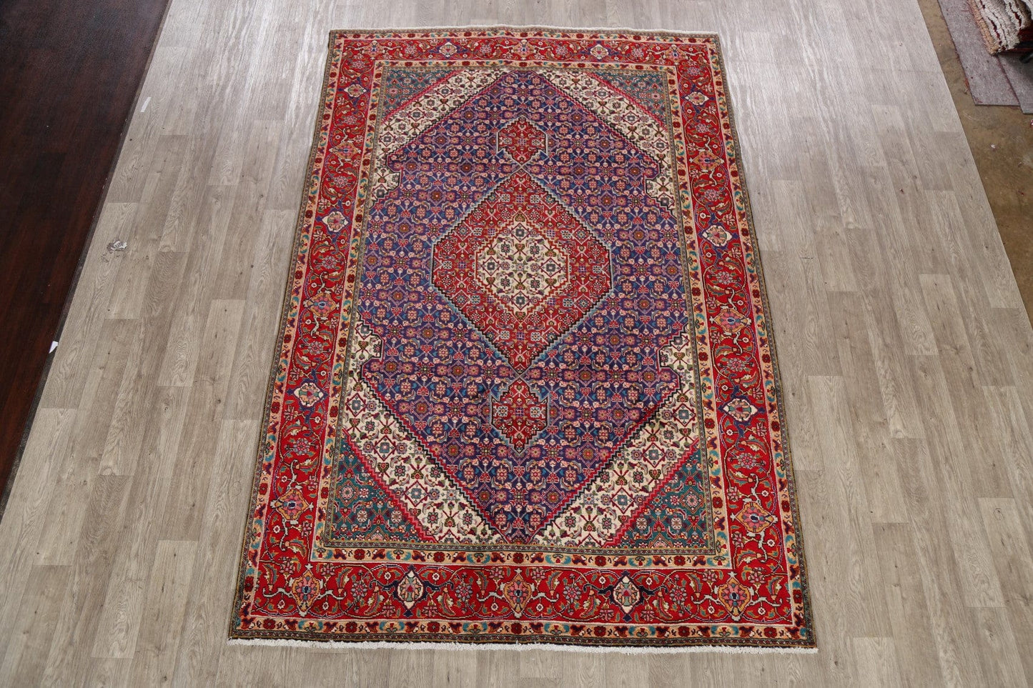 Geometric Blue Tabriz Persian Area Rug 7x10