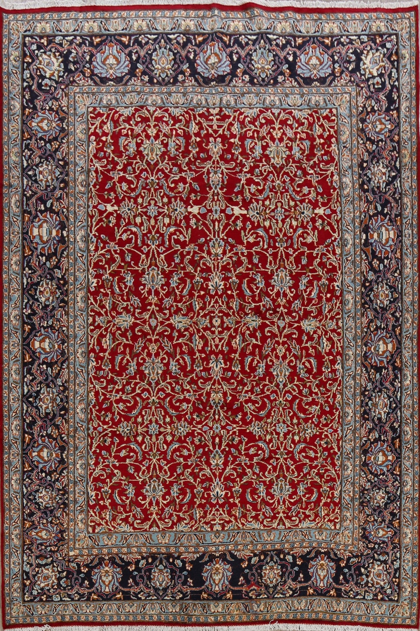 All-Over Floral Red Kerman Persian Area Rug 7x10