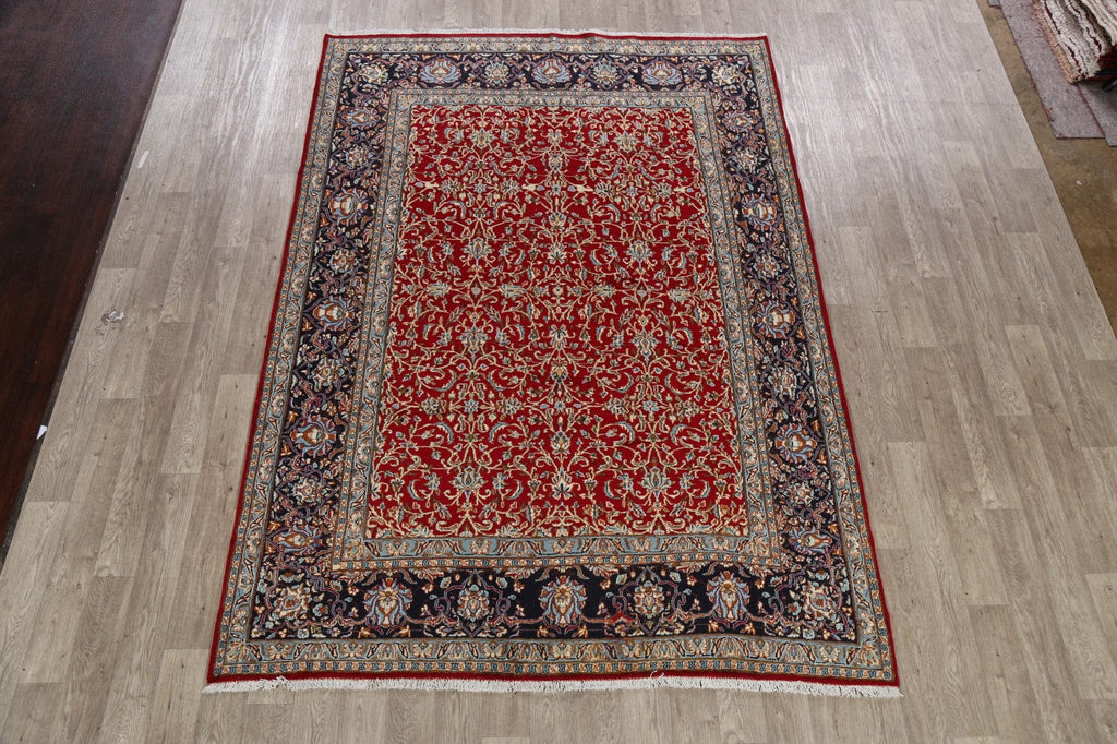 All-Over Floral Red Kerman Persian Area Rug 7x10