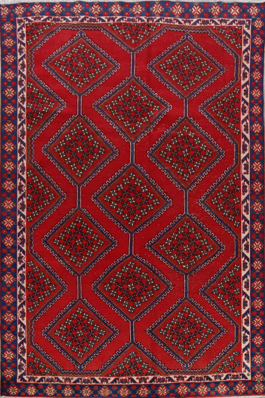 Vintage Geometric Bakhtiari Persian Area Rug 6x9