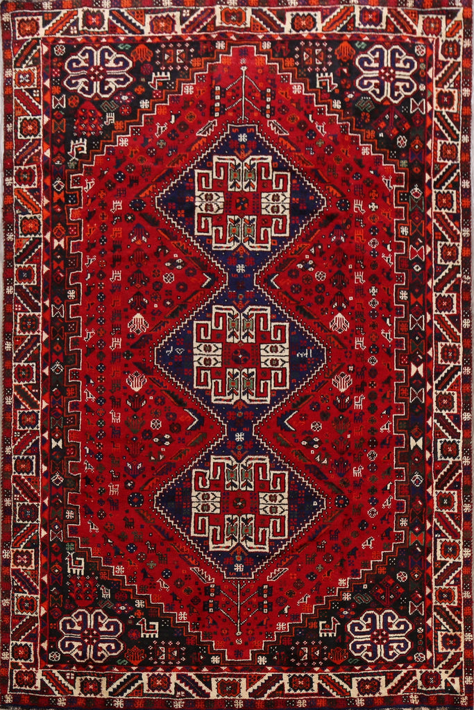 Vintage Tribal Geometric Shiraz Persian Area Rug 6x10