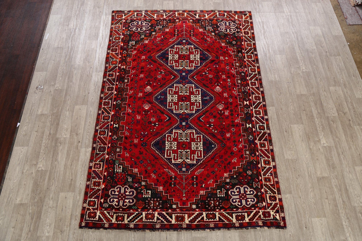 Vintage Tribal Geometric Shiraz Persian Area Rug 6x10